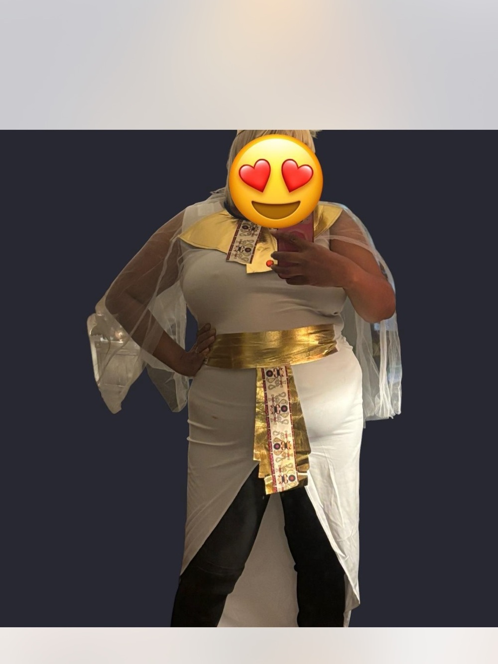 Womens Egyptian-Inspired White and Gold Costume with Decorative Sash XL